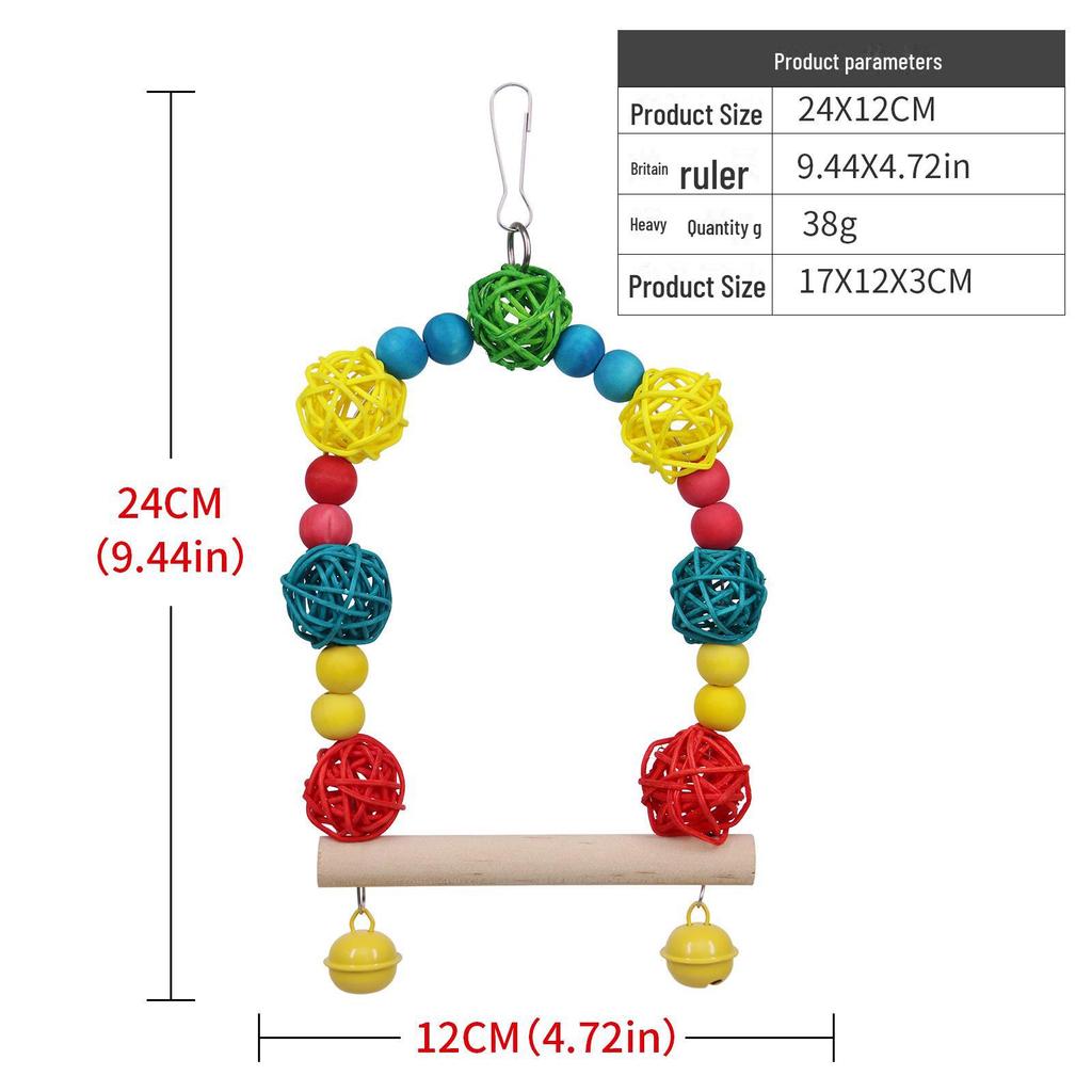 Parrot Toys: Colorful Rattan Ball Chew Puzzle Swing for Birds
