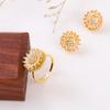 Minimalist Titanium Steel Necklace Earrings Ring Zircon Jewelry Set Rotatable Sunflower Jewelry Set for Women