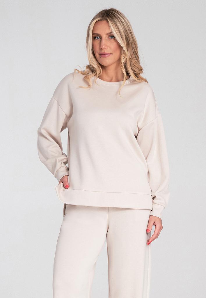 Elegancki Dres Damski - Komplet Bluza I Spodnie - Beżowy M1250 R. M
