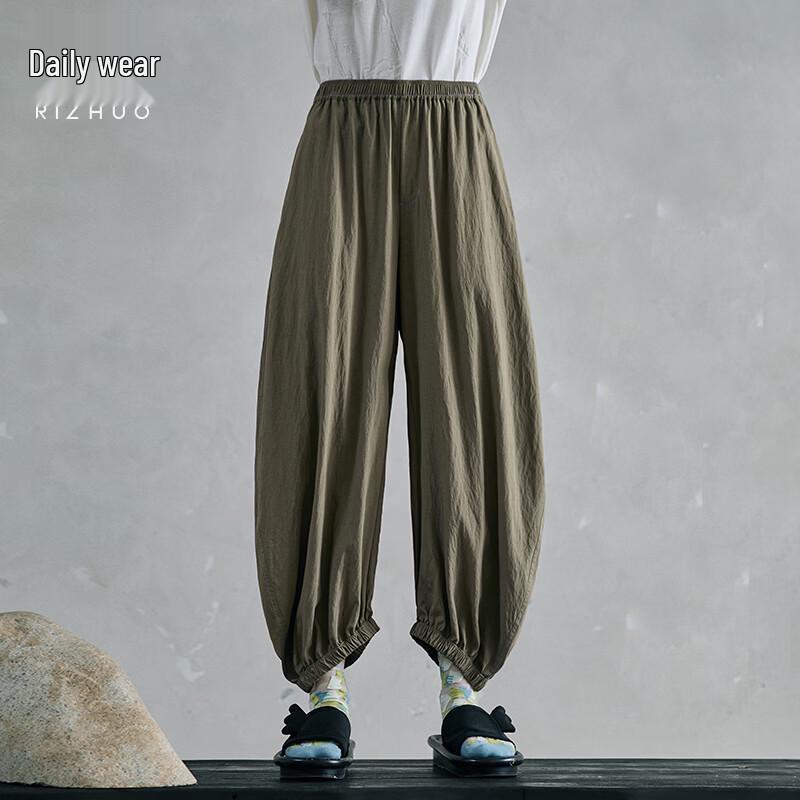 Rizhuo Women s Loose Tapered Lantern Pants M мох зеленого