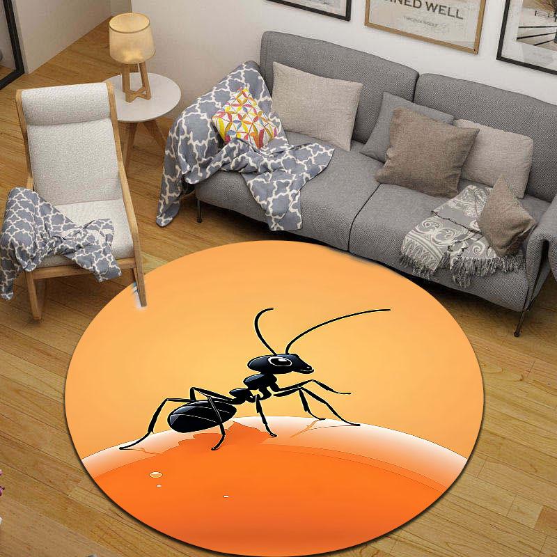 Classic Round Sun Multicolor Floor Rug, Non-Slip Floor Mat for Hallway