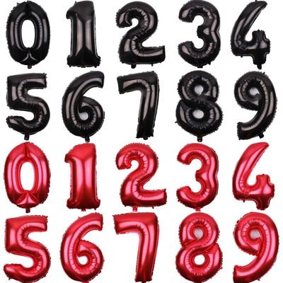 1Pc 32 Inch Number Balloons  Red - Black Foil Balloons Happy Birthday Wedding Party Decorative Balloon