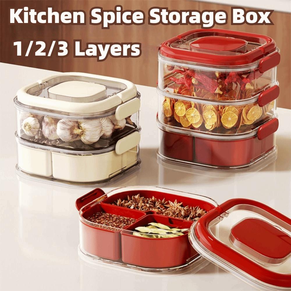 Large Capacity Spice Storage Box Transparent Food Storage Box Sealed Storage Jars  Home Kitchen Use