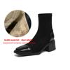 Krazing Pot Flock Winter Square Toe Modern Size 33 Boots Size 43 Zipper KPOP Style Fashion Stretch Ankle Boots