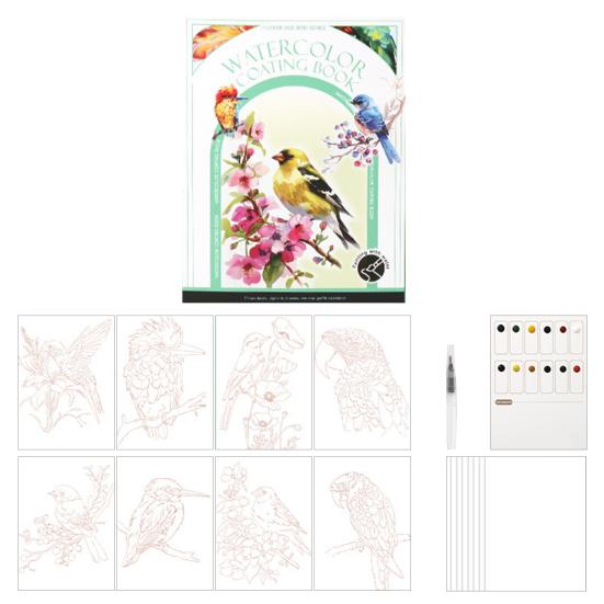 

Портативный альбом для гуаши, трехстворчатый дизайн, набор акварельных листов с 12 ячейками для красок, эргономичная кисть, арт-набор для снятия стресса светло-зеленый