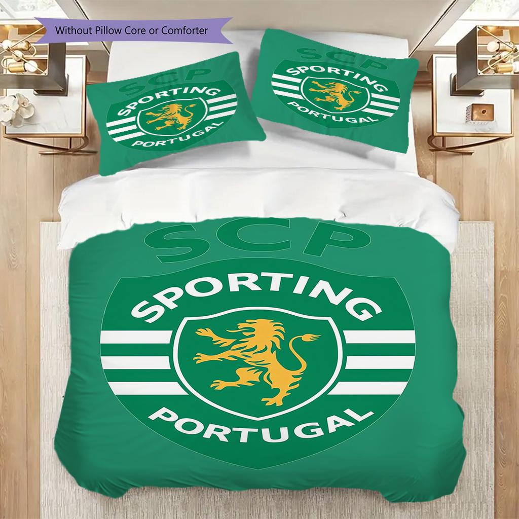 Blue Yellow Football Emblem Three-piece set (1 * duvet cover + 2 * pillowcase, without core) 2D Flat Bedding set Christmas birthday gift