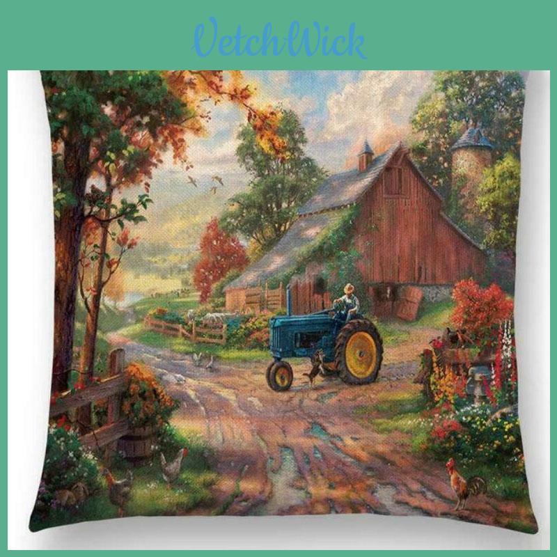 Beautiful Country Painting Throw Pillow Case For Sofa And Home Decoration