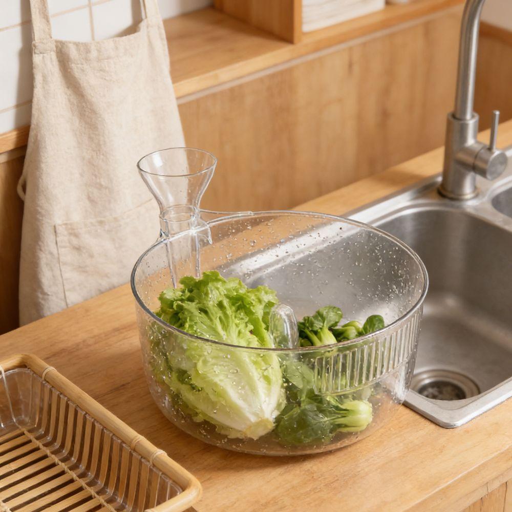 Plast Automatisk Tvättskål Transparent Grönsaks-sköljare Behållare Frukt-svarvare Utomhus