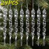 12~60pcs Christmas Acrylic Clear icicles Simulation Ice Xmas Tree Hanging Ornaments Winter Party New Year Decor Party Supplies