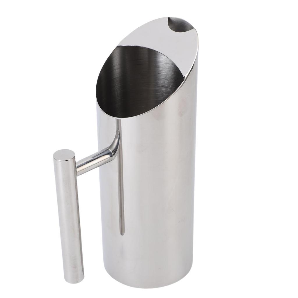 Water Pitcher 1L 304 Stainless Steel Straight Body Drink Pitcher with Spill Proof Spout for Cocktail Flower Tea Cold