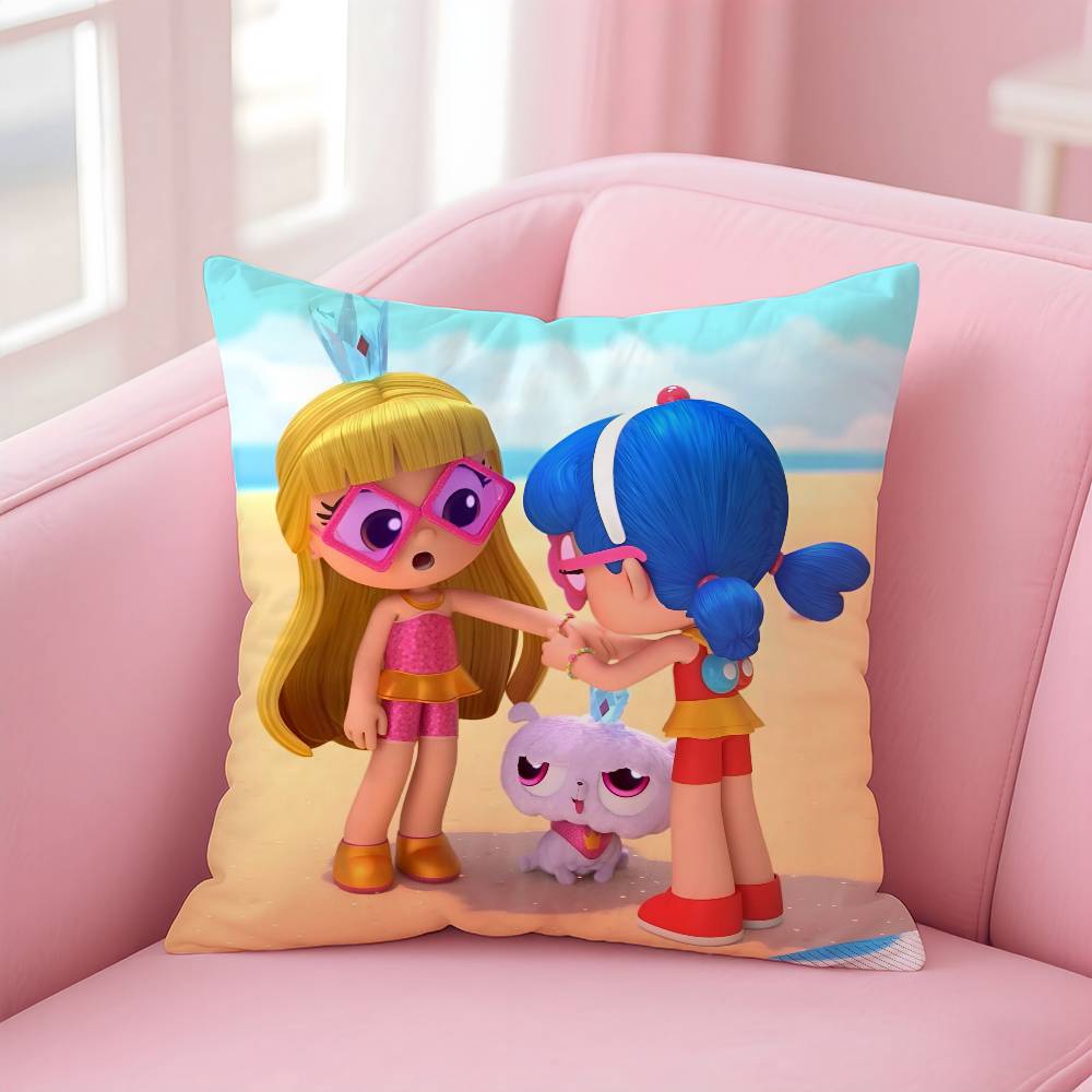 Kwaii True R-Rainbow Kingdom Pillow Case Anti-dustmite Pillowcase Invisible Zipper Silky Short Plush Sofa Cushion Cover