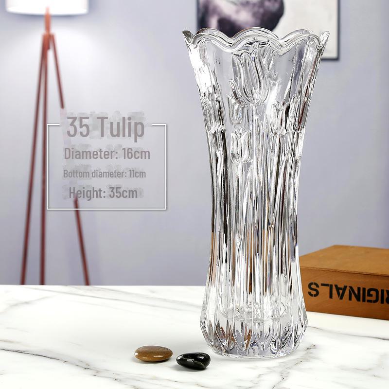 Extra Large Transparent Glass Vase, 50cm Height, Wide Diameter for Flower Arrangements, Living Room Decor, Hydroponic Lucky Bamboo