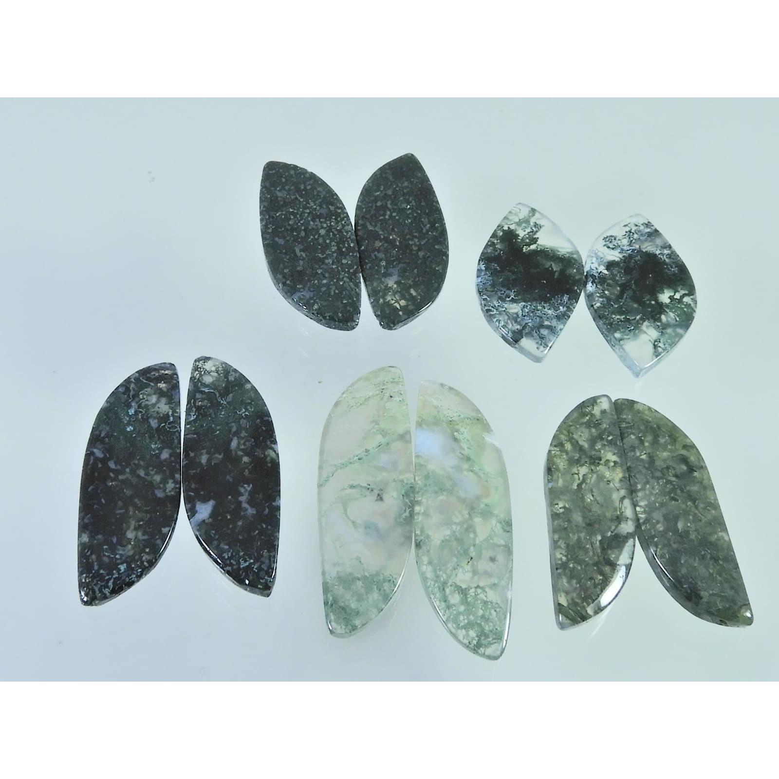 138Cts. Natural Moss Agate Matched Pair Fancy Cabochon Gemstone 06 Pair Lot C-2293
