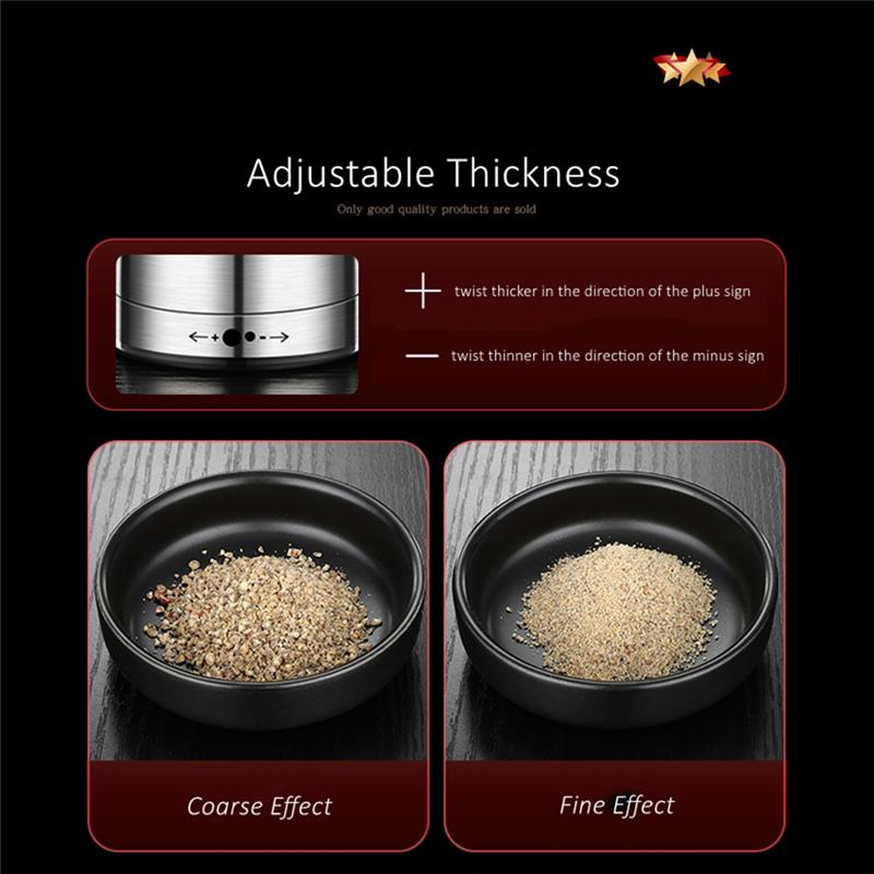 Visible Kitchen Condiment Mincer 304 Stainless Steel Manual Pepper Grinder Salt Mill Adjustable Thickness