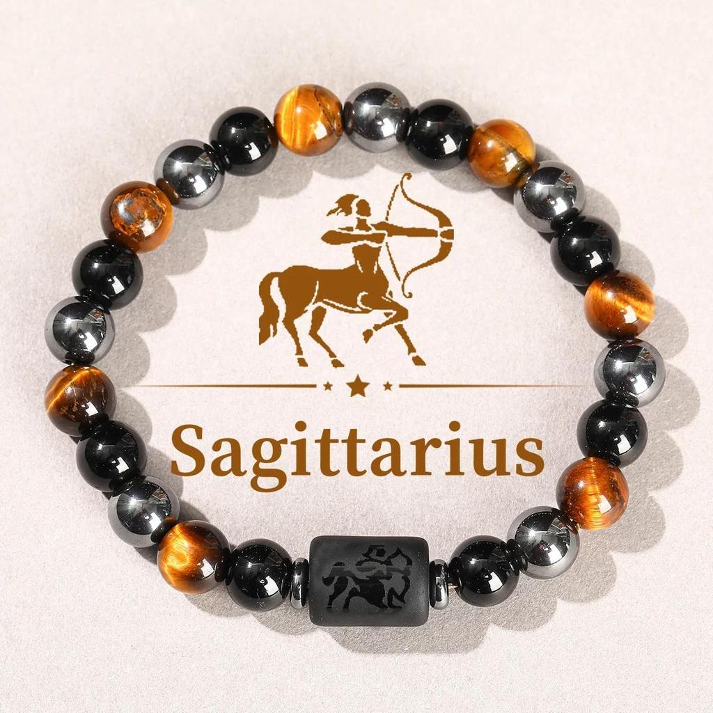 12 Tierkreiszeichen Naturstein Armband Zwillinge Steinbock Krebs Jungfrau Löwe Armband Damen Herren Freundschaftsschmuck Armbänder