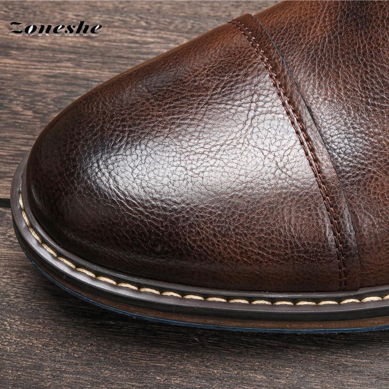 Винтажные мужские ботинки Модные и удобные мужские кожаные ботинки Мужская обувь больших — фото 13