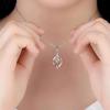 Silver Plated Twisted Open Teardrop Pendant Necklace, Floating Round CZ Box Chain Necklace for Women