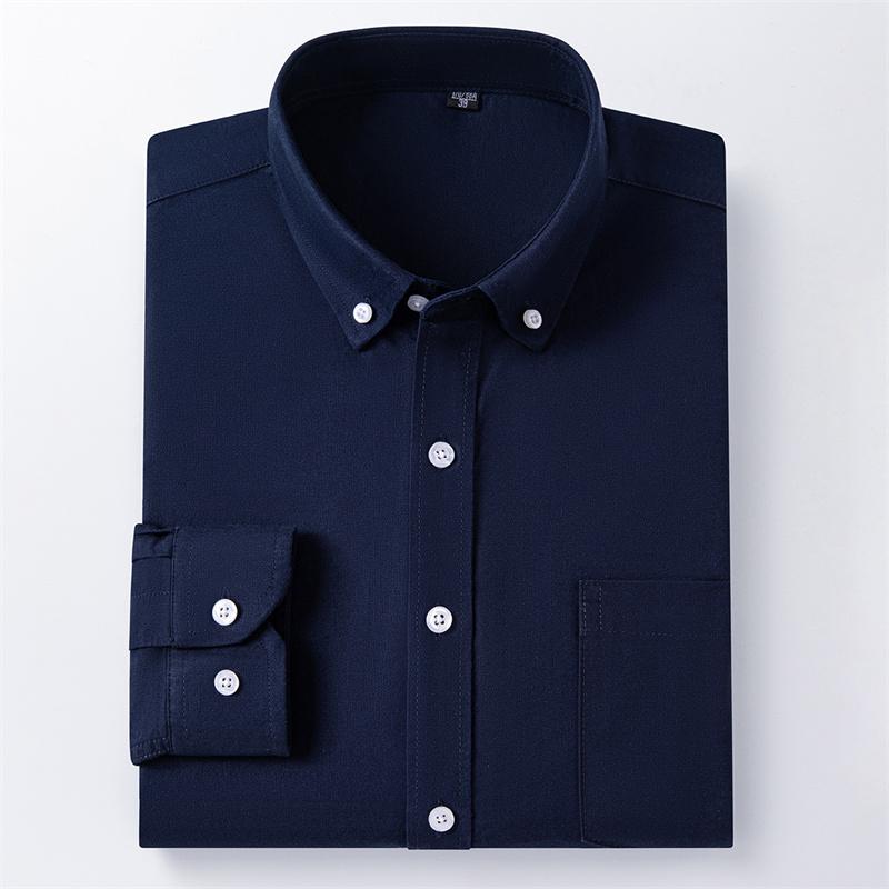 100%Pure Cotton Men Long Sleeve Shirt for Oxford Shirt Men Plaid Work Casual Shirts Regular-Fit Social Shirt Male Clothing S-6XL