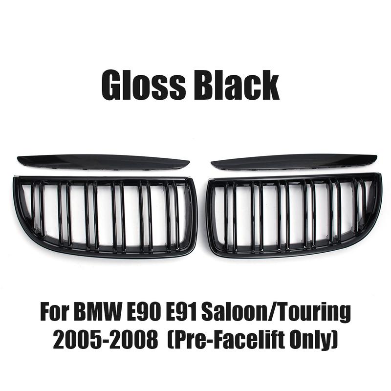 Pair Glossy Black Car Front Bumper Grilles For BMW E90 E91 3 Series 323I 328I 335I 330I 325I 05-08 ABS Grille Racing Grill