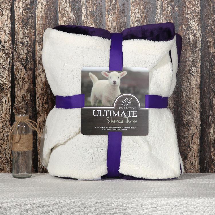 Double-Layer Thickened Flannel and Lamb Fleece Blanket with Solid Color and Custom Logo
