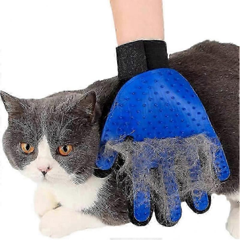 [upgraded 2-in-1 Blue Pet Grooming Glove, Xqday Dog And Cat Hair Remover Mitt With