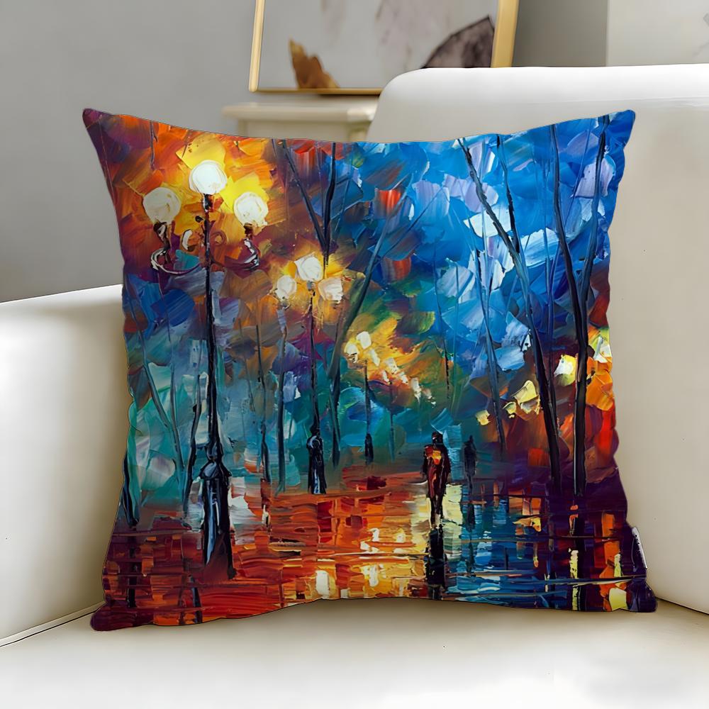 classic artist Leonid Afremov Cushion Cover Soft & Easy-Wash Pillow Case – Versatile for Couch, Bed, Travel and Office