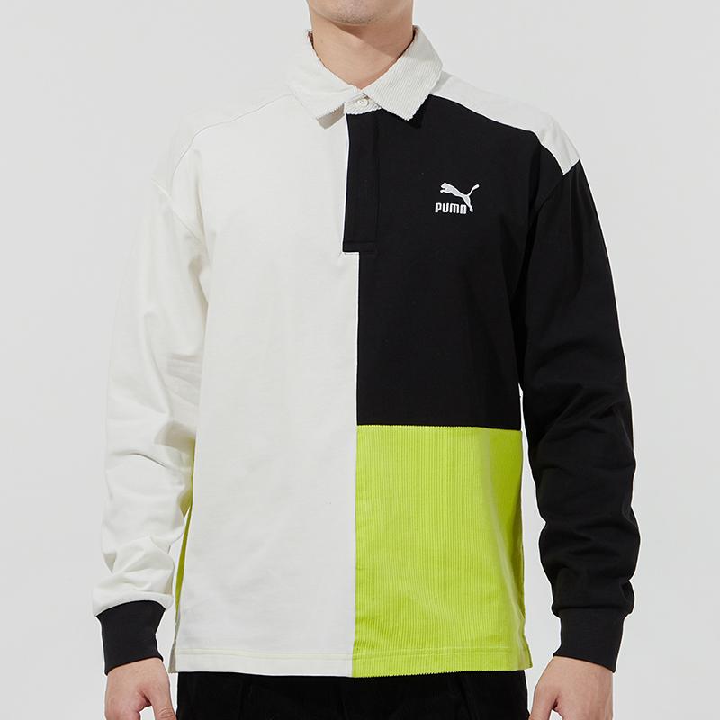 Puma Retro Colorblock Long Sleeve Polo Shirt Men Tops Off-White 534680-93