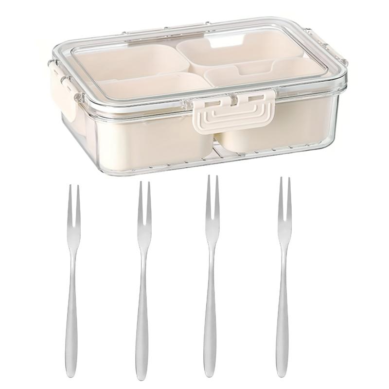 Portable Snackle Box Container Divided Serving Tray with Lid and Handle Clear Snack Box Organizer for Fruits Snacks for Party