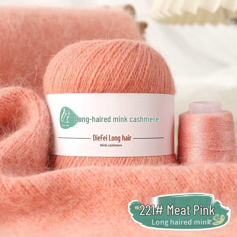 Long-Haired Mink Velvet and Cashmere Yarn: Hand/ Machine-Knitted, Medium-Thick