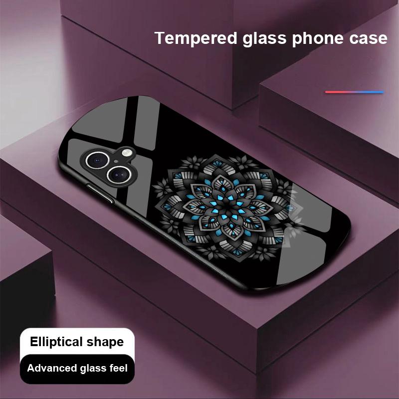 Geometryczny Wzór Dla Apple IPhone 16 11 13 15 14 Pro Max 12 Mini 7 8 Plus XR XS Etui na Telefon z Hartowanego Szkła o Eliptycznym Kształcie