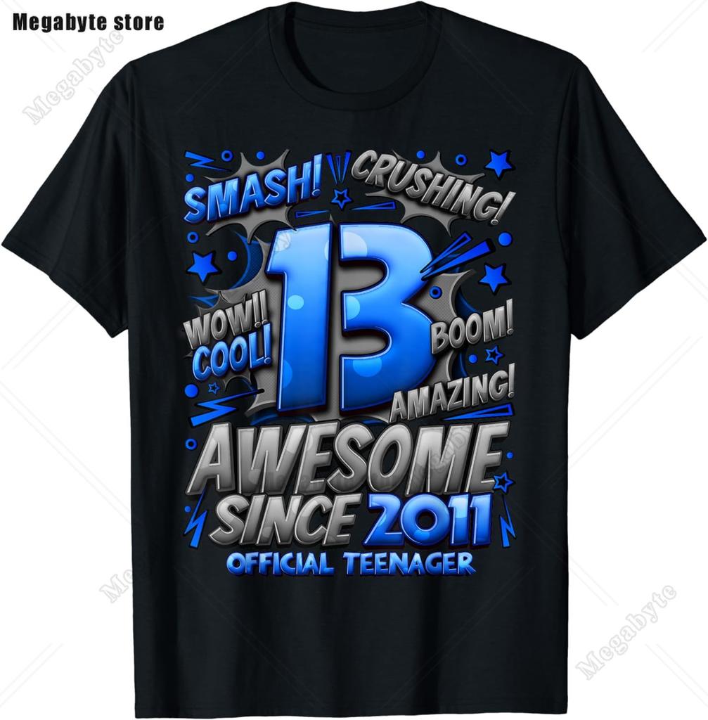 13. Geburtstag Spiel Level 13 Freigeschaltet Offizielles Teenager Gamer T-Shirt Unisex Damen Weich Bedruckte Kleidung Streetwear Grafik T-Shirts