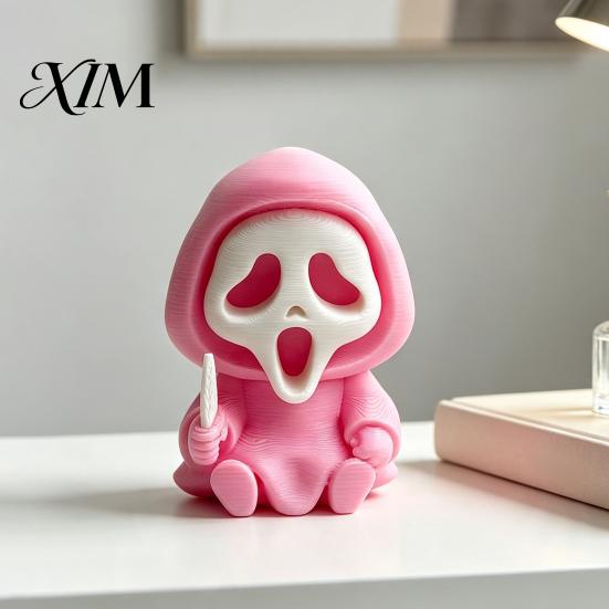 Desktop 3D Printed Skull Decor Halloween Ghost Statue, Cartoon Skeleton Sculpture, Textures Cute Dark Aesthetic Room Accessories Compact Horror