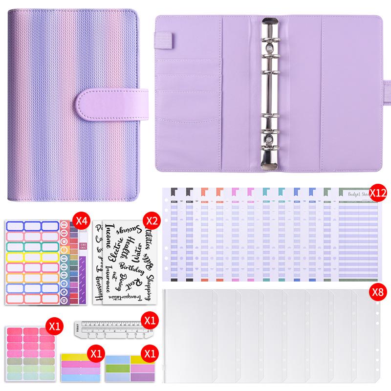 Gradient Stripe Loose-Leaf Planner - Trendy Student Notes Book