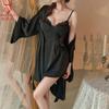 Sexy home four seasons pure lace satin small chest gathering suspender nightdress women's loungewear