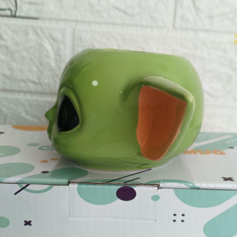 3D Creative Star Wars Cartoon Ceramic Mug - Green Funny Expression