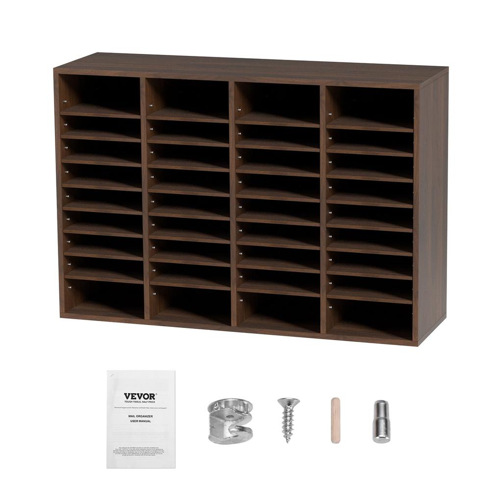 Literature Organizers, 36 Compartments Office Mailbox with Adjustable Shelves, Wood Literature Sorter 39.3x12x26.8 inches for Office, Home, Classroom,