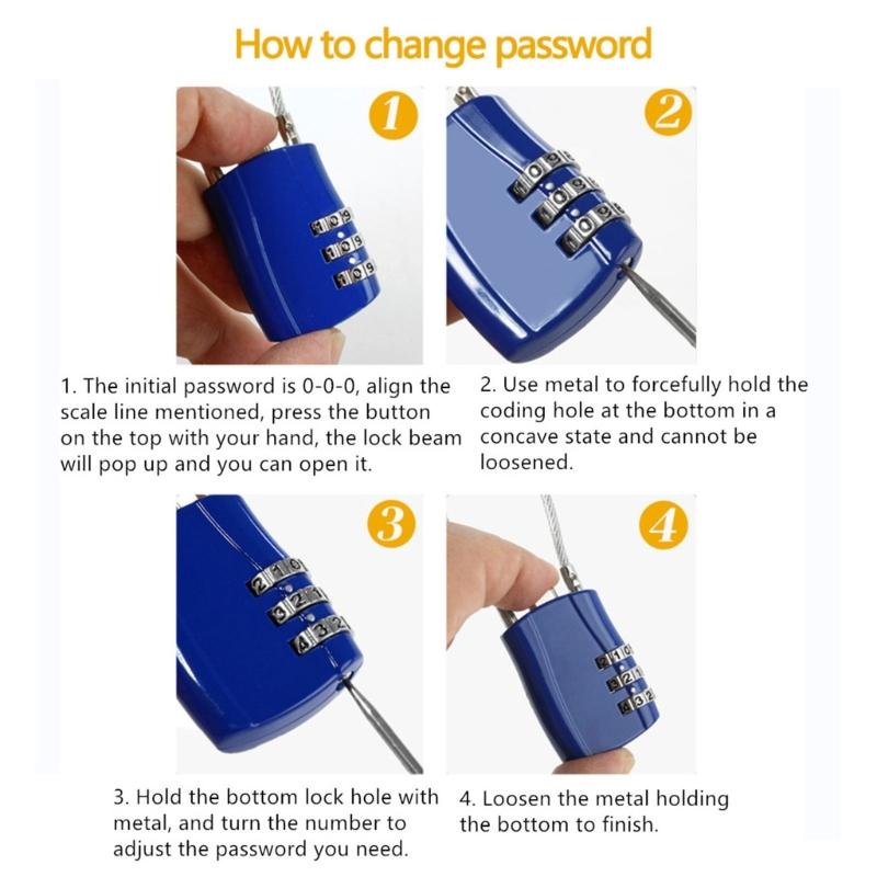 Motorcycle Helmets Lock, Combination Passwords Lock Cable Padlock Cable Lock for Cycling Helmets Travel Luggage Security