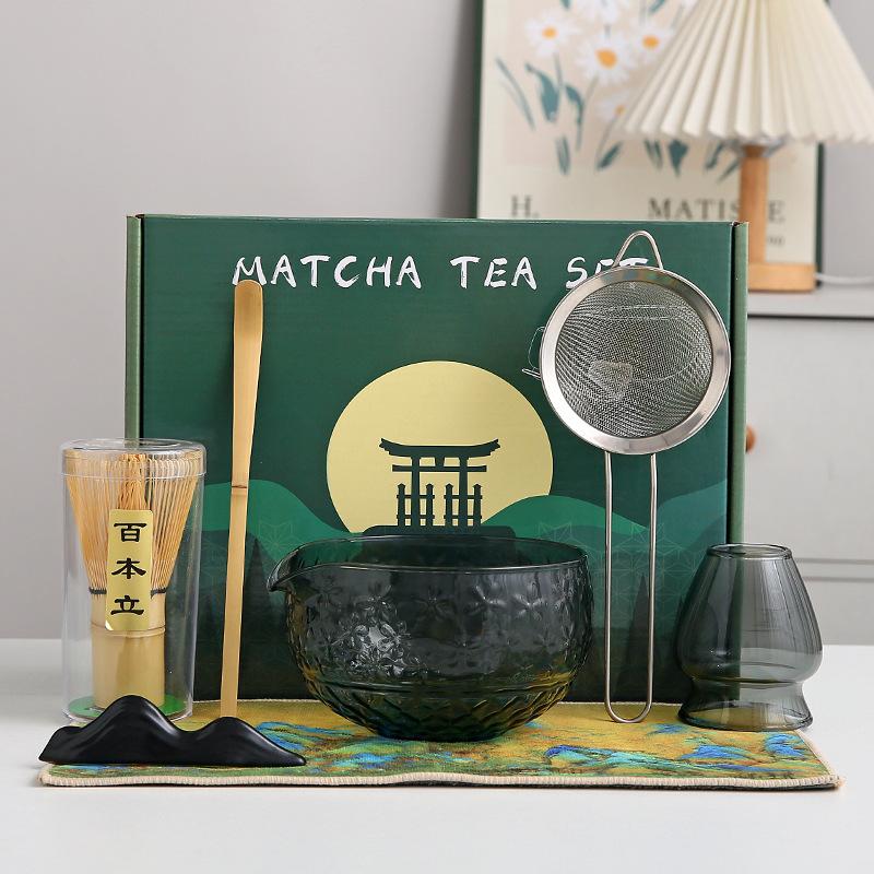 Japanese-style Glass Matcha Set, Matcha Bowl, Two-piece, Transparent, Tea Set, Matcha Whisking Tools, Tea Accessories, Gift