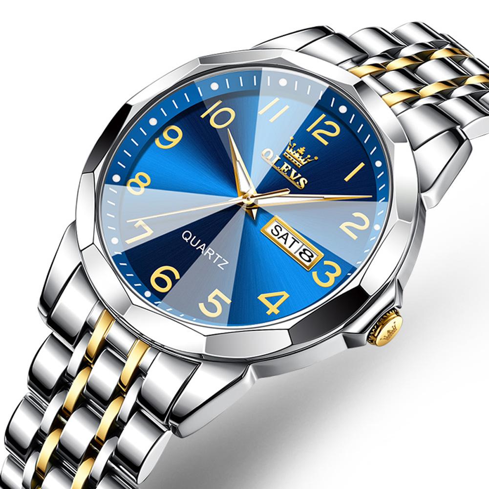 OLEVS Luxury Gold Steel Man Watch High Quality Date Waterproof Luminous Men's Wristwatch Men Quartz Watches