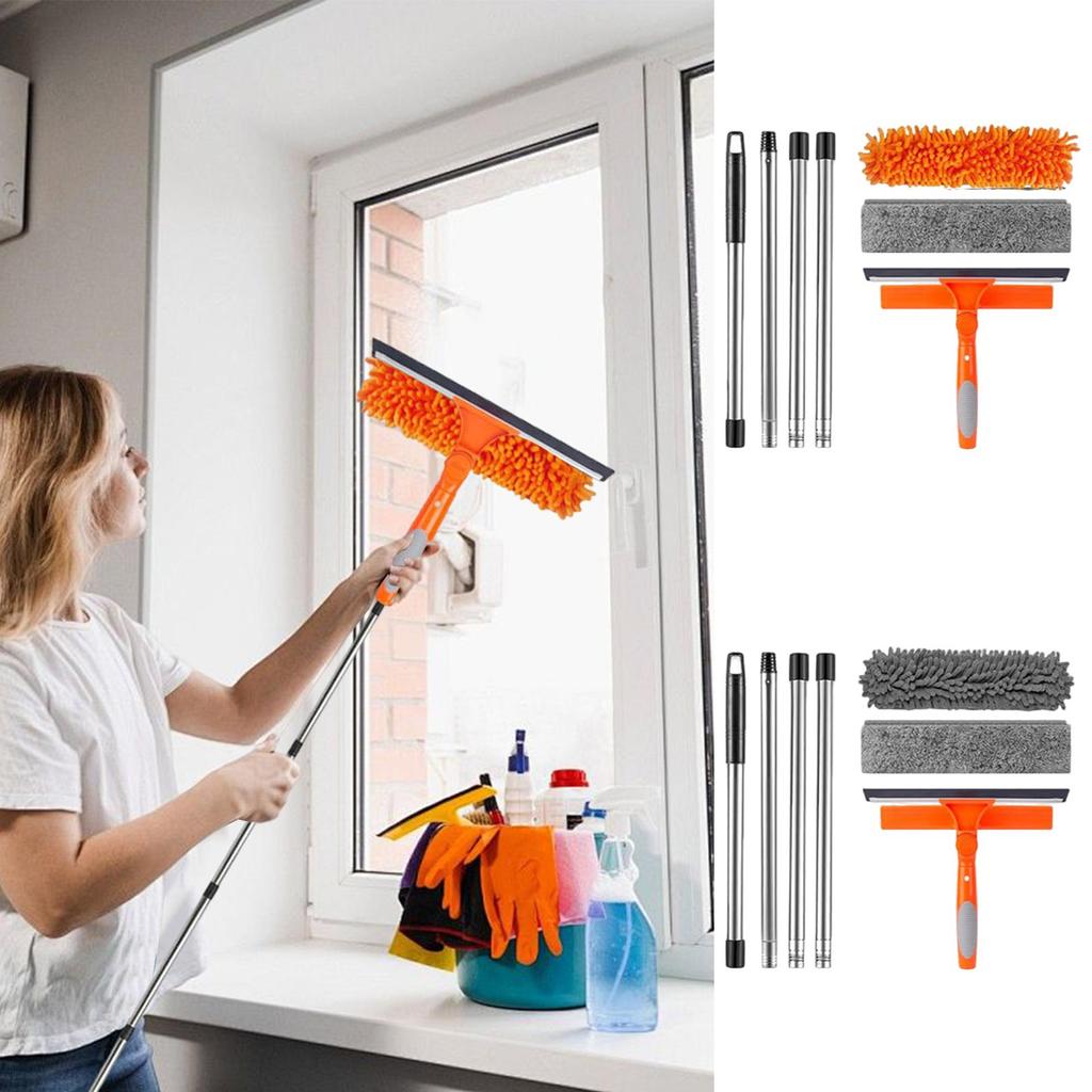 Extended Duster Long Handle Duster Window Squeegee Cobweb Remover Cleaning Tool For Outdoor Glass Furniture Home Roof Indoor