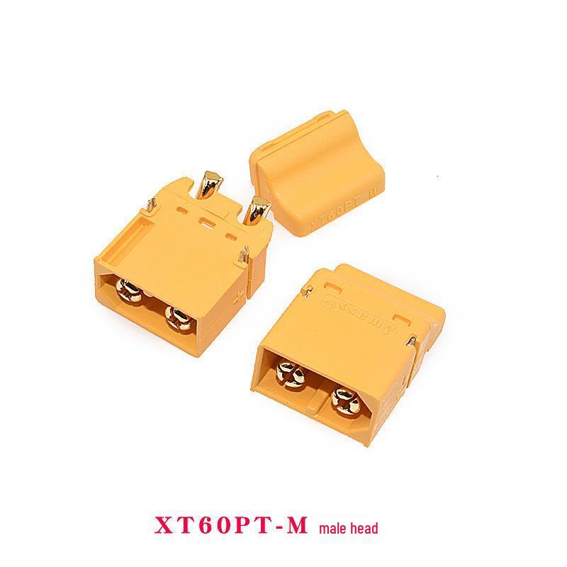 XT60PT-M/F Lithium Battery Connector for Model Airplanes, Horizontal SMT Circuit Board, 90° Pins with Sheath