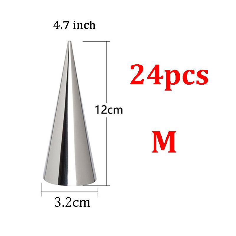 6/12/24pcs Baking Cones Stainless Steel Spiral Croissant Tubes Horn Bread Pastry Making Cake Mold Cookie Dessert Baking Tool