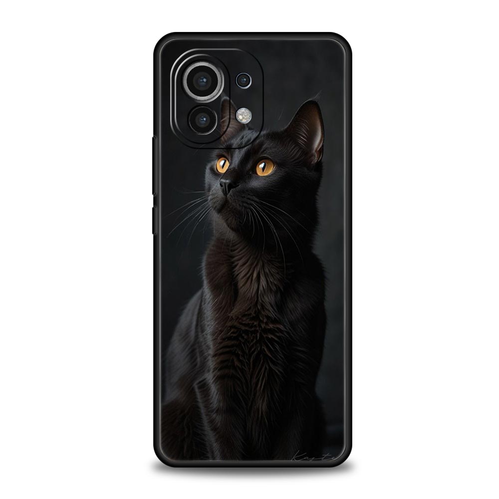 Phone Case For Xiaomi Mi 15 14 14T 13T 12T Pro 12 13 11 Lite 5G 11T X6 X5 Pro Soft TPU Cover Black Cat