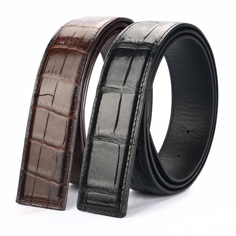 Headless Belt Men's Crocodile Belly Belt Plate Buckle Needle Buckle Belt Men's Business Casual Leather Belt