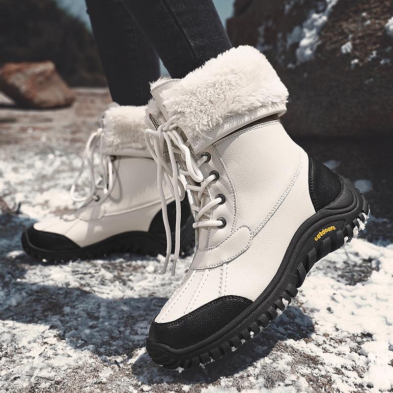 Winter Snow Boots Women Outdoor Warm Plush High-top Boots Women Anti-slip Durable Solid Color Thick-soled Casual Women Shoes