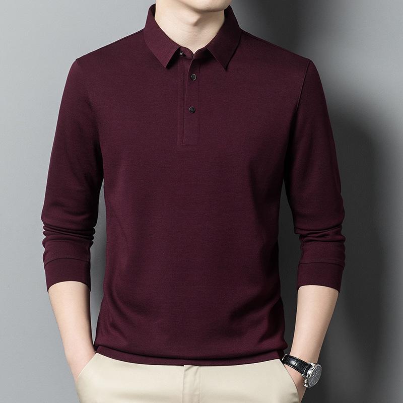 Klassisches Herren-Merinowolle Langarm-Poloshirt - Herbst/Winter Stil für die Mitte des Lebens Basisschicht