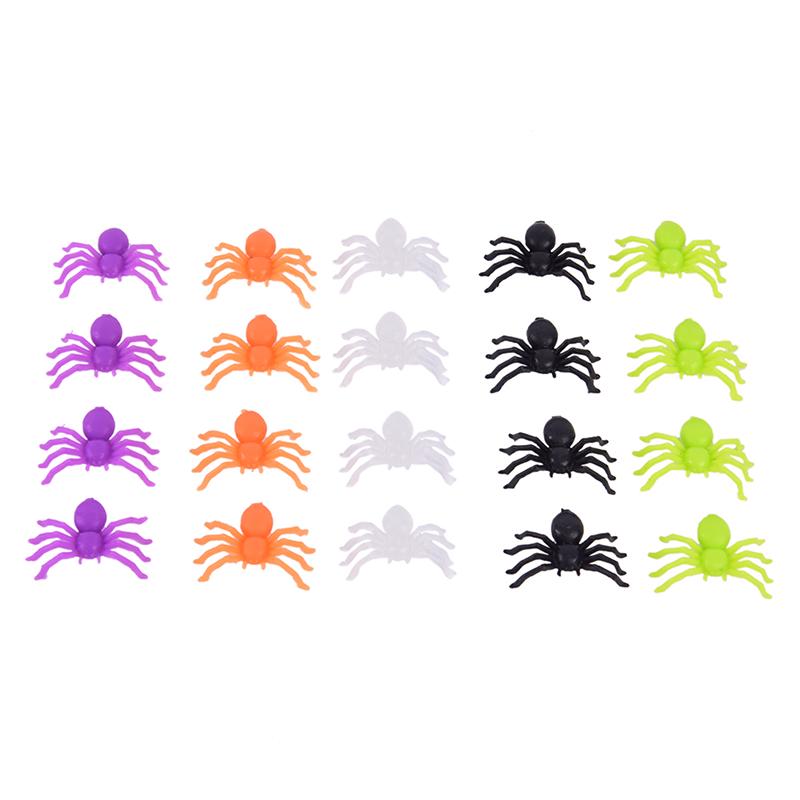 200Pcs/Set Halloween Plastic Mixed-Color Miniature Spiders Decorate Small Toys