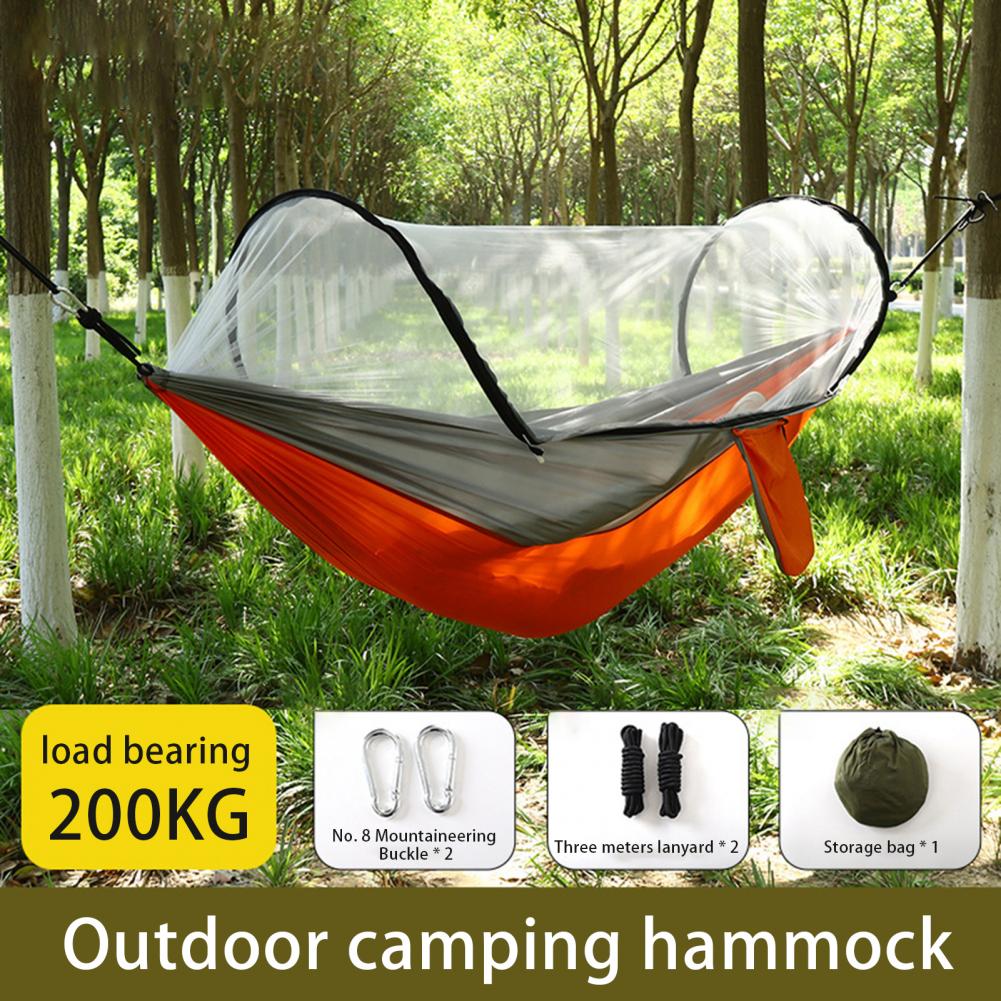 Camping Hammock With Mosquito Gnats Net Breathable Lightweight Portable Single Hammock With Tree Straps Indoor Outdoor Hammock