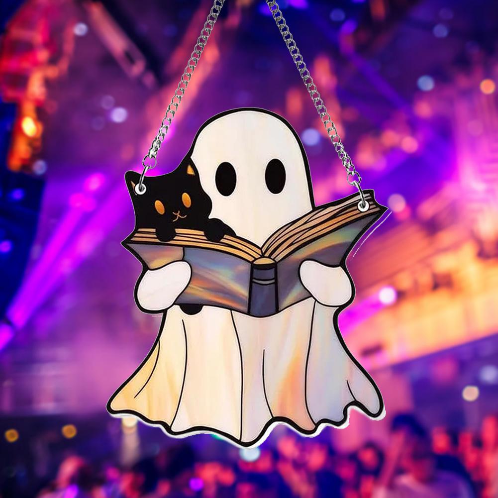 Ghost Sun Catcher Acrylic 2D Flat Halloween Tree Ornaments Cute Ghost Suncatcher for Window Decor Indoor Outdoor Holiday Crafts