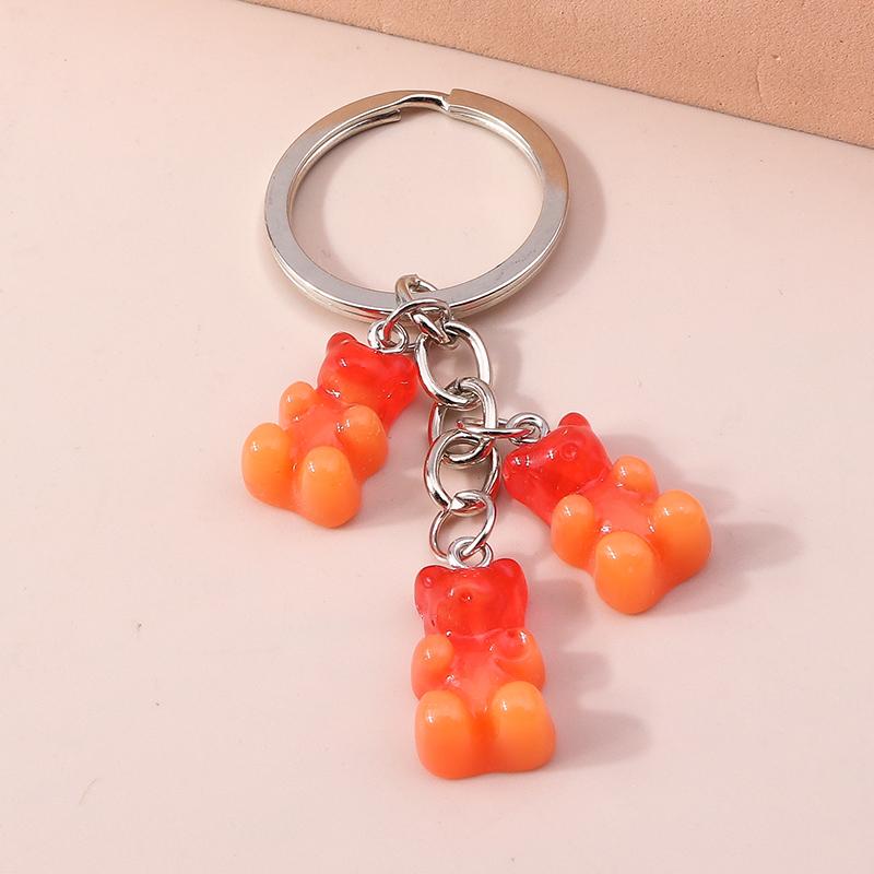 Colorful Resin 3D Bear Keychain Animal Key Rings Pendants for Women Girl Key Holder Handbag Pendants Charms DIY Jewelry Gifts